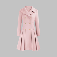 Dami - Classy Double Button Long Sleeve Coat Light Pink