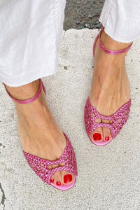 Clementine – Elegant Woven Cut-Out Ankle Strap Sandals