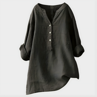 Verena - Elegant Cotton-Linen V-Neck Blouse