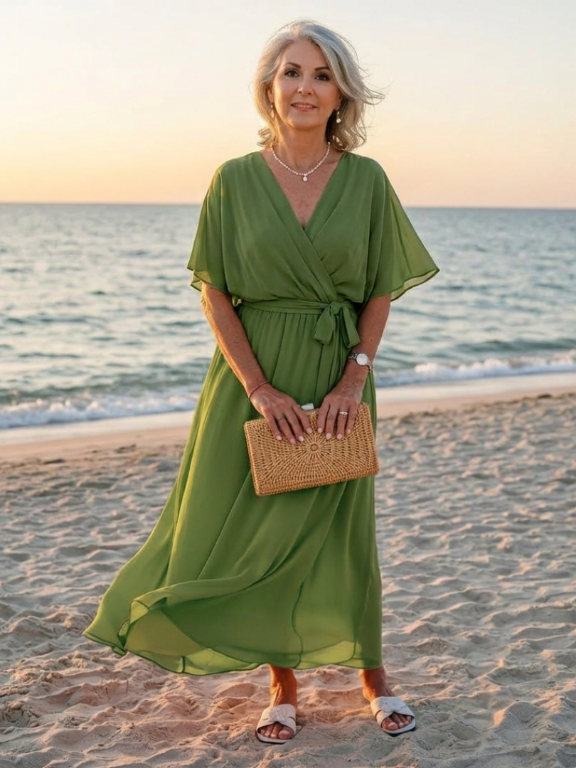 Darcy – V-Neck Draped Waist Midi Dress