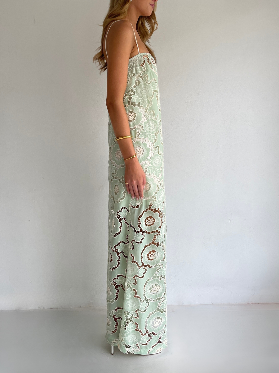 By Nicola Tove Maxi Dress in Mint Lace