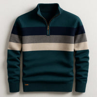 Douglas - Stripe Quarter-Zip Cotton Pullover