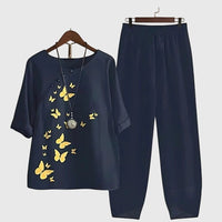 Alessia | Comfortable Two Piece Set Navy Blue