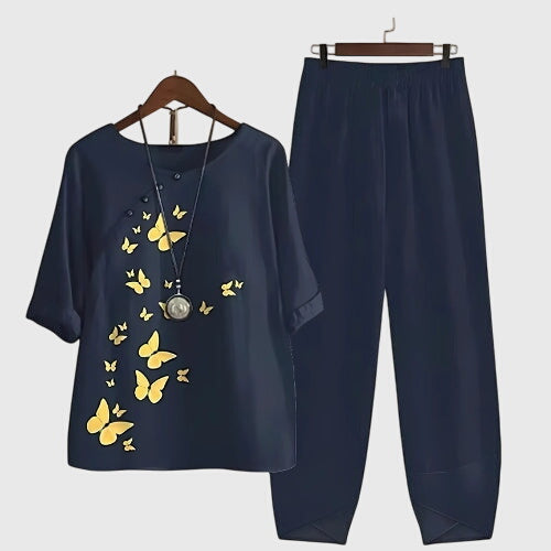 Alessia | Comfortable Two Piece Set Navy Blue