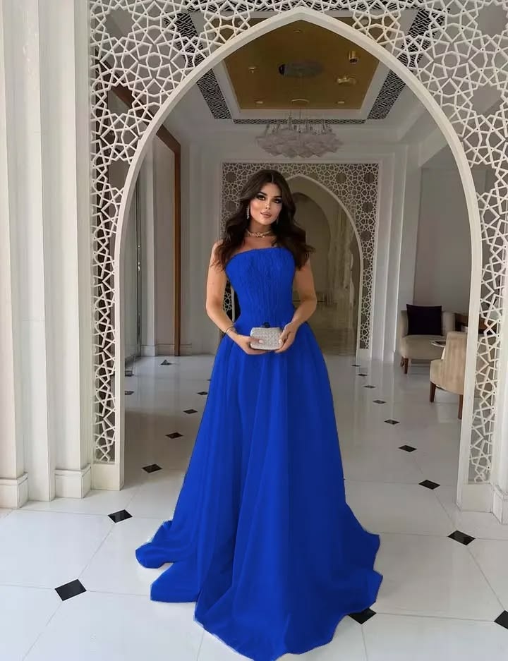 Daffodil Satin Strapless Sleeveless High Waist Long Prom Dress With