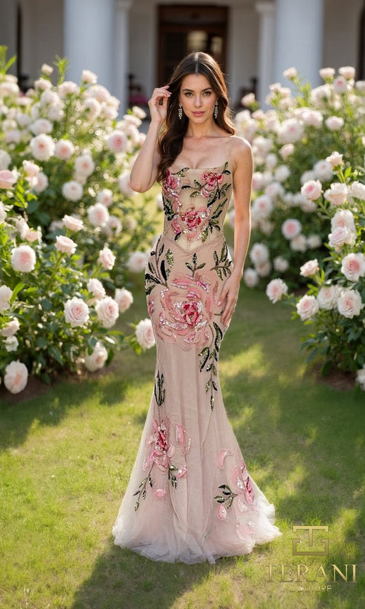 Long Formal Dress: 261P6677 Blush Multi