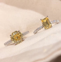 1.5ct Emerald-Shaped  Yellow Diamond Ring