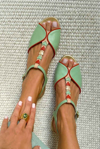Elina – Heart Detail Peep-Toe Slingback Sandals