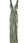 Sexy Sheath V Neckline Green Long Prom Dress