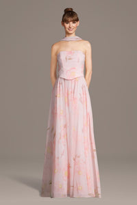 Celebrate DB Studio Floral Print Chiffon Faux Two Piece A Line Dress