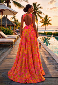 Women's Formal Satin Long Dress Formal Gown With Inner Liner Pink