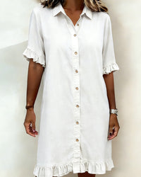 Georgie - Flattering Ruched Denim Dress