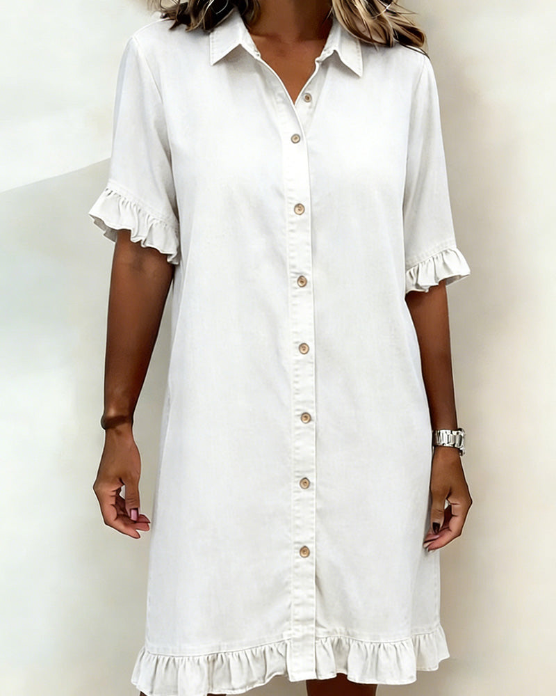 Georgie - Flattering Ruched Denim Dress