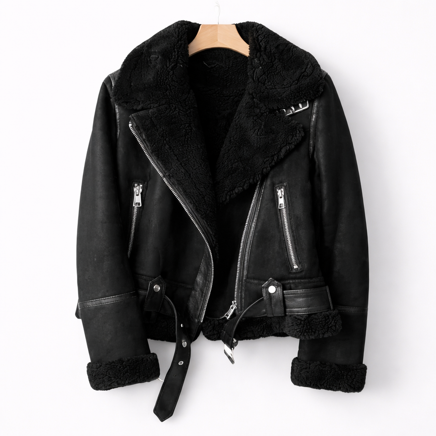 Caroline – Shearling Aviator Suede Jacket