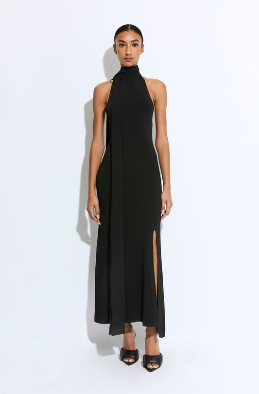 Matte Viscose Halterneck Dress Black