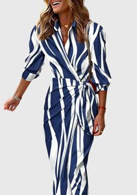 Everly | Elegant Wrap Dress With Print Blue