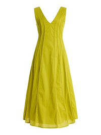 Cotton And Linen Casual Plain Ruched Midi Dress
