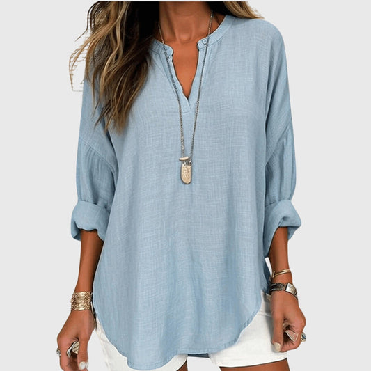 Lenara | Flowy Elegant Beach Shirt Light Blue