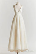 Deep V Neck Prom Dress, White Prom Dress, Fashion Prom Dress, Sexy