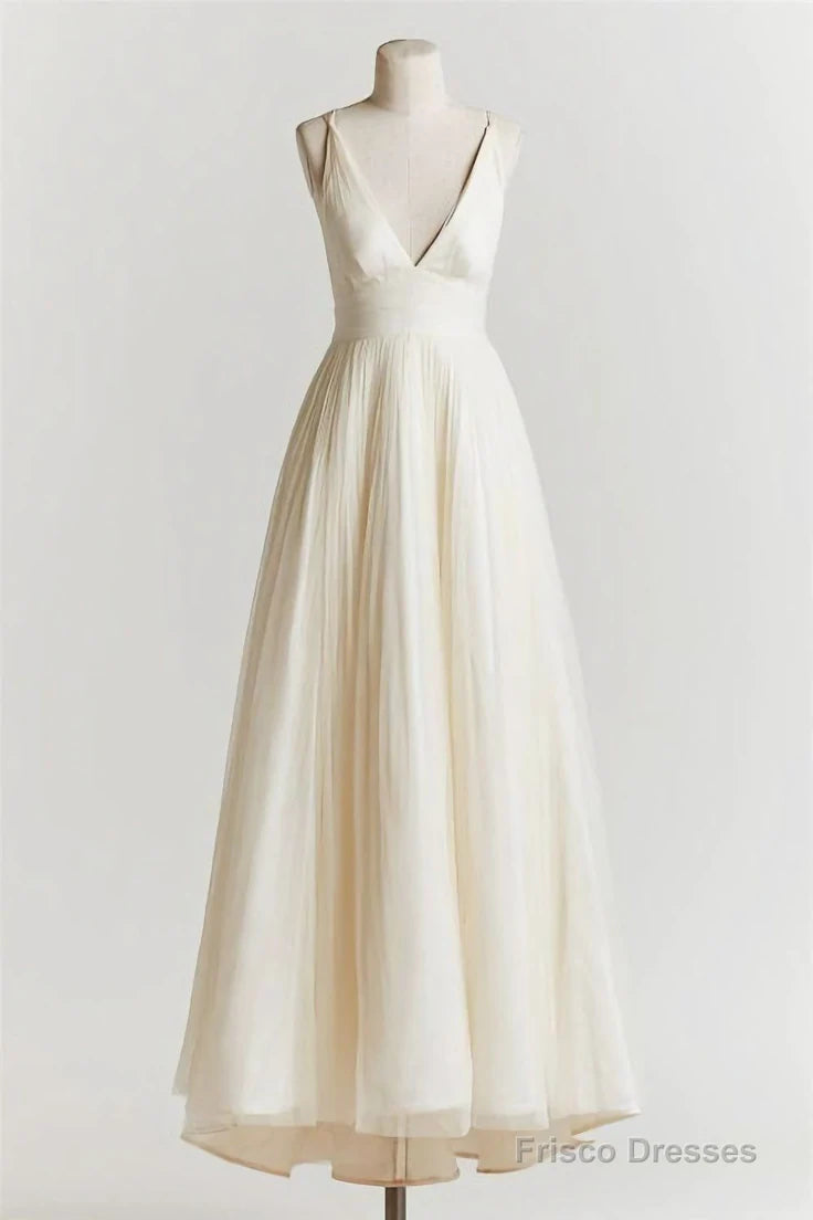 Deep V Neck Prom Dress, White Prom Dress, Fashion Prom Dress, Sexy