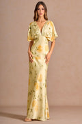 Azazie Lavinia Lemon Sorbet Maxi Dress