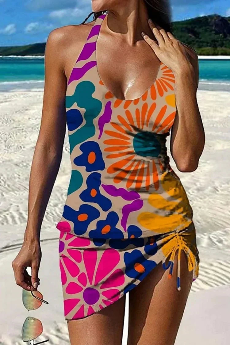 Elizabeth – Floral Graphic Tankini with Shorts & Tummy-Flattening Effect