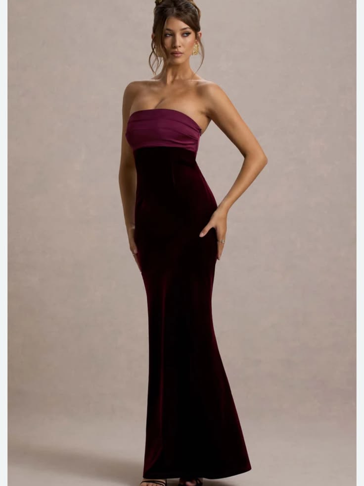 Club L London Dress Club L London Ambrosi Port Velvet Bandeau Maxi