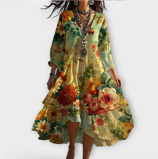 Michelle | Whimsical V-Neck Dress Floral