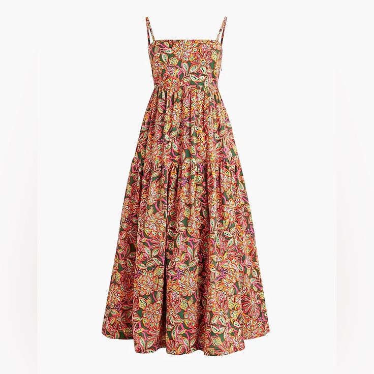 J. Crew Dress J. Crew Tiered Floral Midi Dress With Tie Back Color: