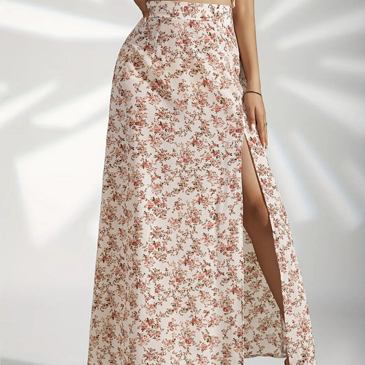 Natalia Floral Side-Split Maxi Skirt