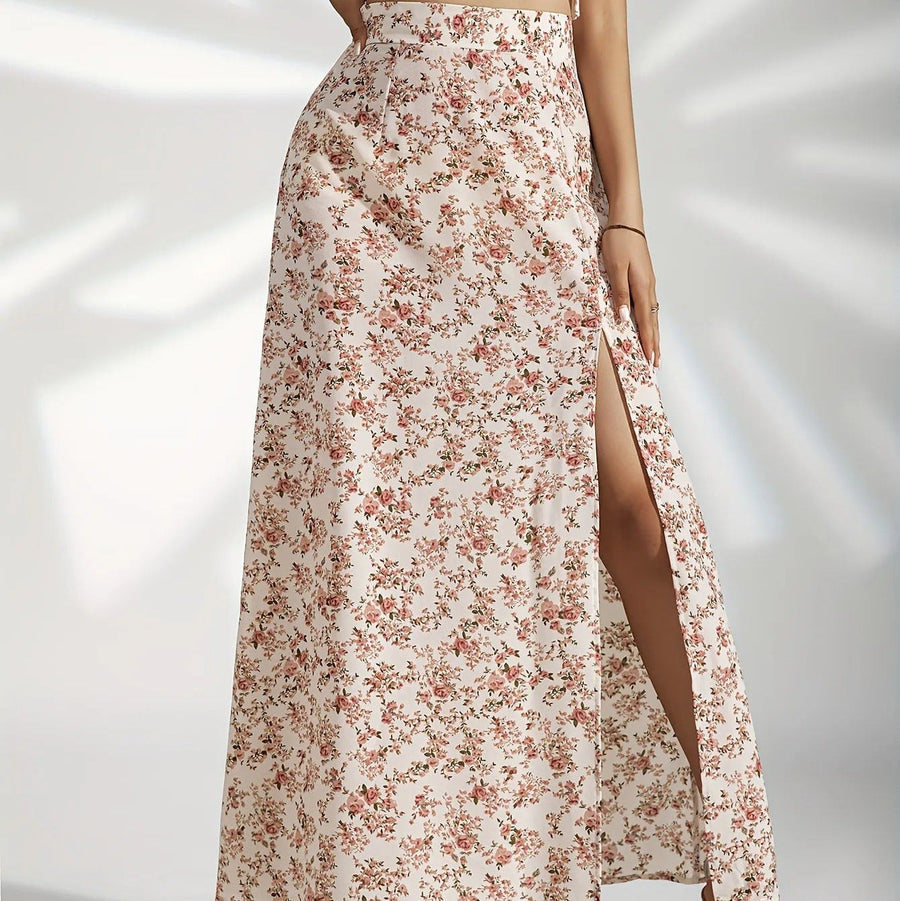 Natalia Floral Side-Split Maxi Skirt