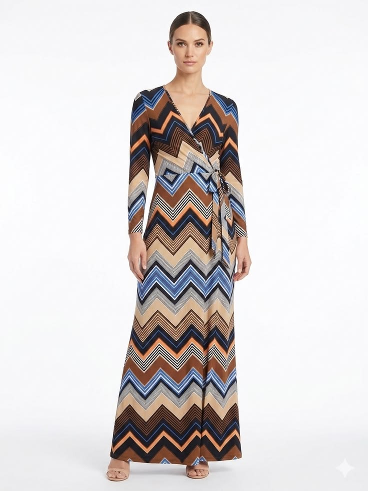 Venus Dress Venus Nwot Cottony Stretchy Soft Chevron Maxi Dress Long