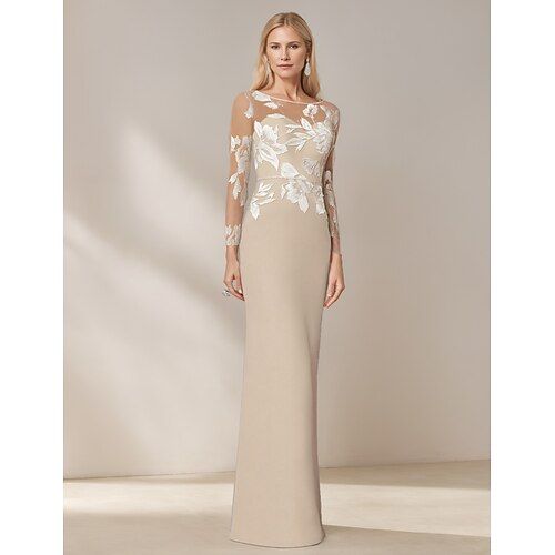 Sheath Column Floor Length Wedding Guest Dress Formal Dress Evening