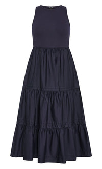 Chelsea Mixed Media Dress Navy