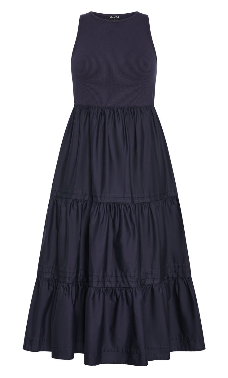 Chelsea Mixed Media Dress Navy