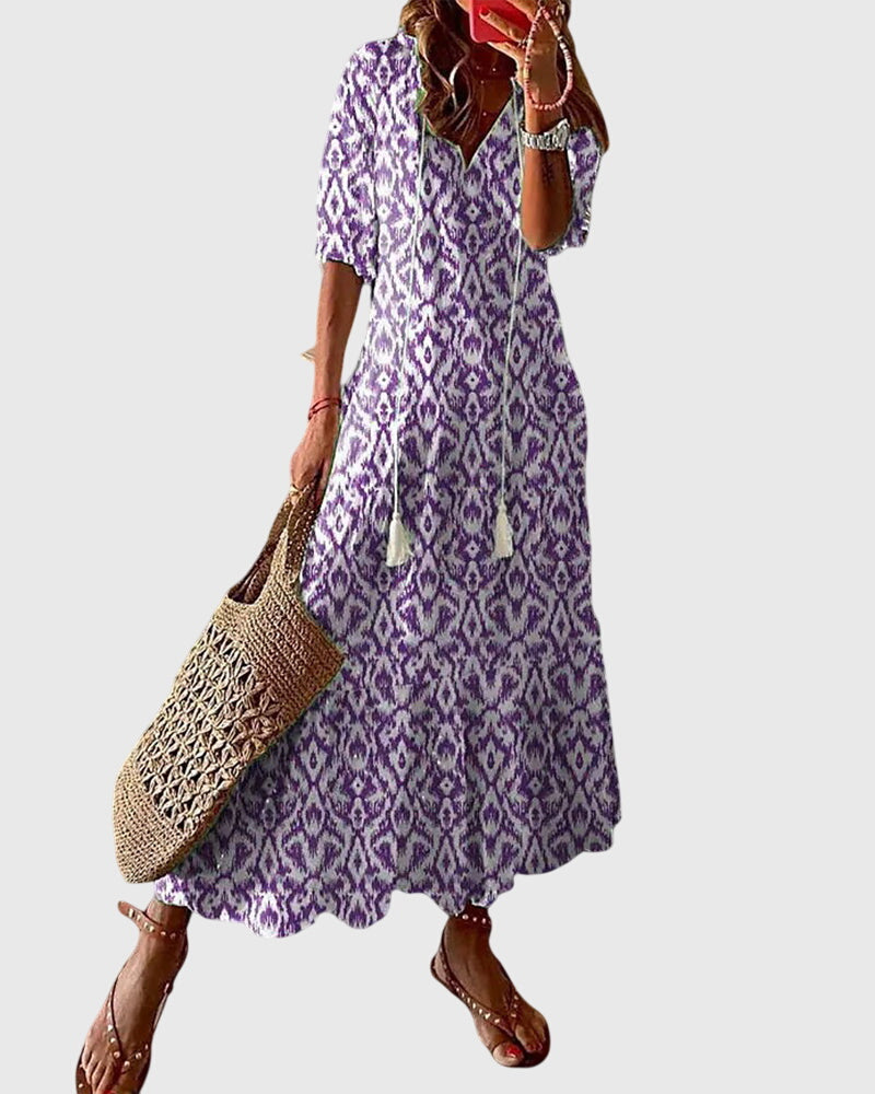Amalia | Boho Vintage Summer Dress Purple (Almost sold out)