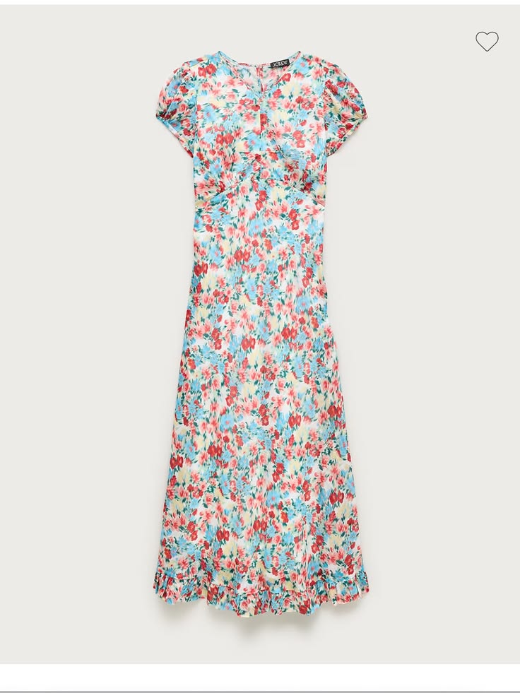 J. Crew Dress J. Crew Ruffle Hem Midi Dress Floral Color: Blue Pink