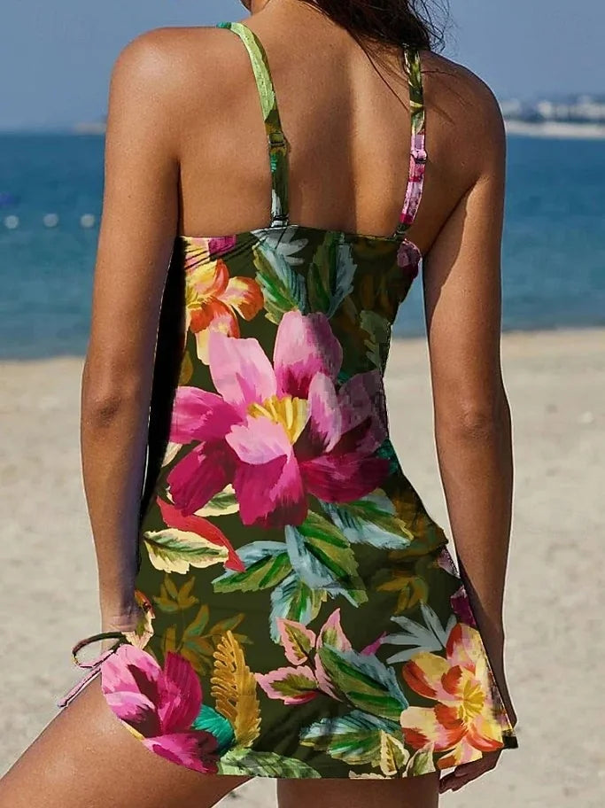 Elizabeth – Floral Graphic Tankini with Shorts & Tummy-Flattening Effect