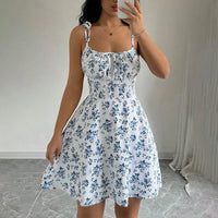 Scarlett | Women's Floral Ruched Spaghetti Strap Evening Gown Mini 5