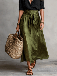 Aeris - Elegant Boho Blouse and Satin Skirt Set