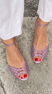 Clementine – Elegant Woven Cut-Out Ankle Strap Sandals