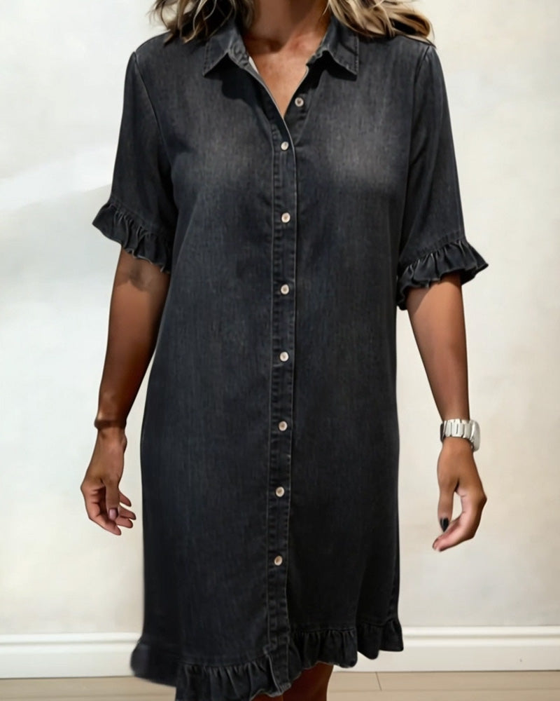 Georgie - Flattering Ruched Denim Dress