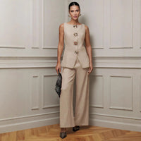 Elira Sleeveless Top and Wide-Leg Pants Set
