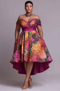 Xpluswear Design Plus Size Wedding Guest Multicolor Floral Off The