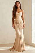 Ivory Mermaid Ruched Long Formal Dress Ivory Us20W