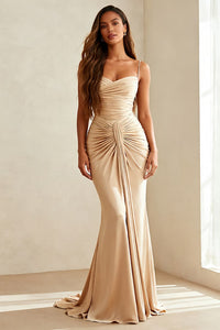 Ivory Mermaid Ruched Long Formal Dress Ivory Us20W