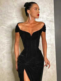 Modest Mermaid Black Prom Dress 22th Birthday Outfit P409 Red