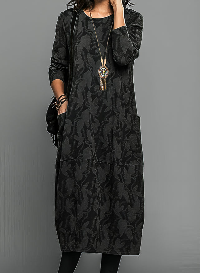 Kayla | Women's Wedding Guest Printed Midi Dress Black