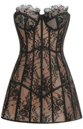 Strapless Lace Bustier A Line Dress Black
