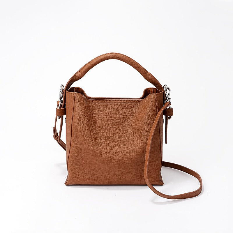 Structured Leather Bucket Bag